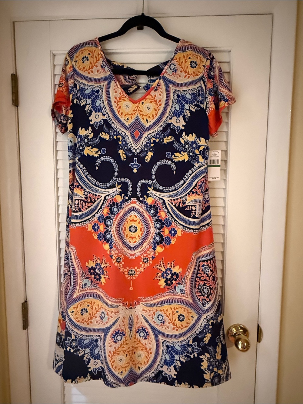 JohnPaulRichard Navy, Orange & Cream Paisley Print Dress